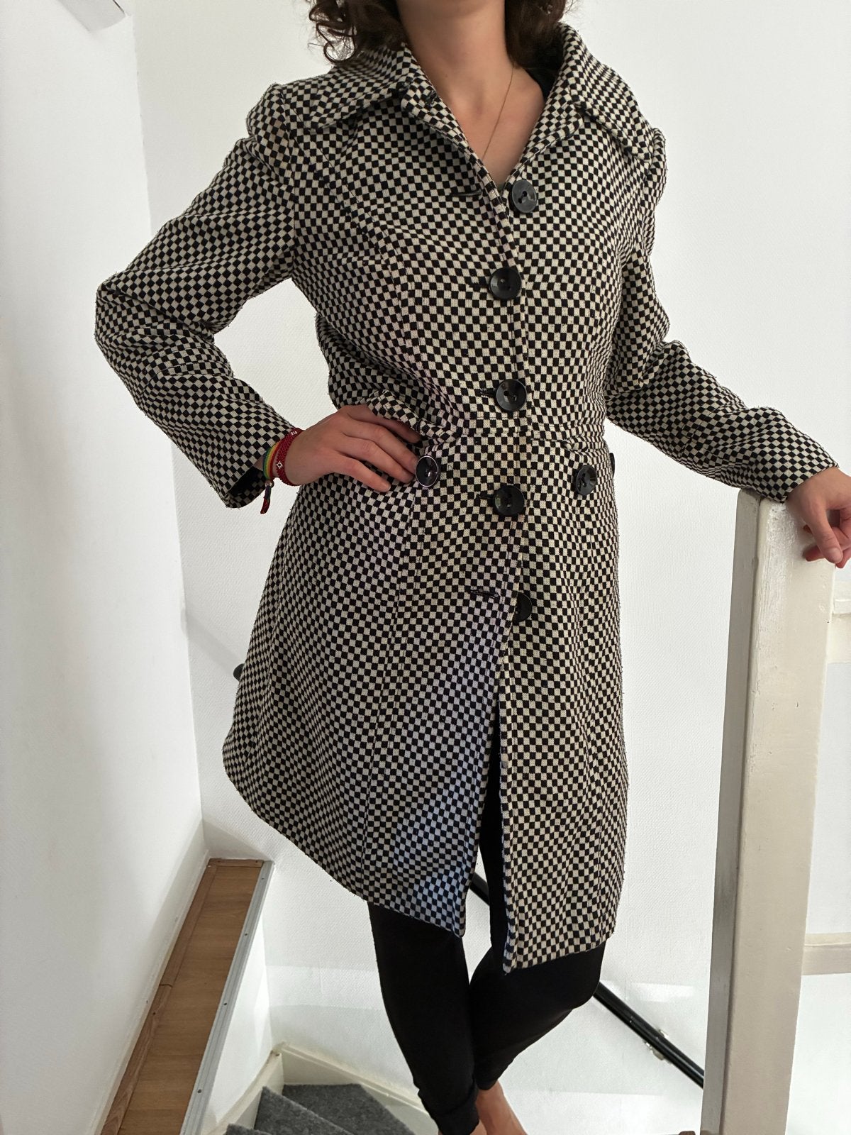 Taifun Mantel Jas Zwart/Wit Geruit - Maat M-L, Kleding | Dames, Jassen | Winter, Ophalen of Verzenden, Gedragen, Maat 38/40 (M)