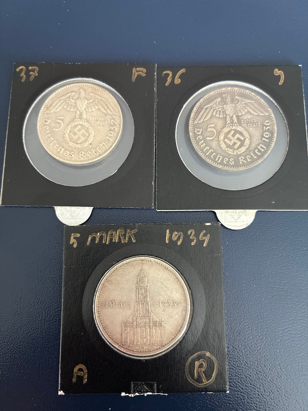 Duitse 5 Reichsmark munten 1934-1939, Ophalen of Verzenden, Duitsland, Setje, Zilver