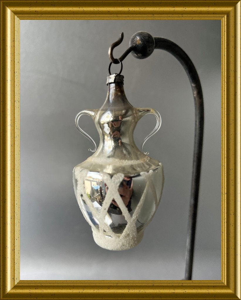 Oude zilveren glazen kerstbal (nr. 93) : vaas, urn, Diversen, Gebruikt, ., Ophalen of Verzenden, .