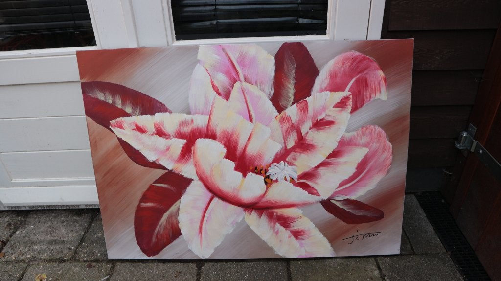 Bloem roze schilderij, Ophalen, Handgeschilderd, Acrylverf, Bloemen