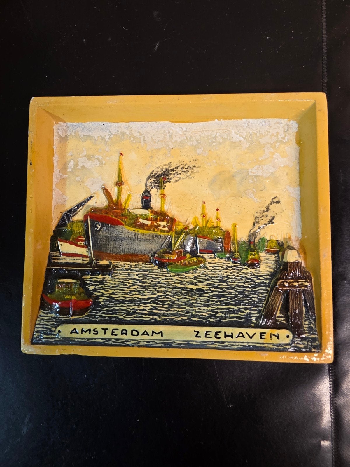 Vintage Amsterdam Zeehaven relief tegel, Antiek en Kunst, Ophalen of Verzenden