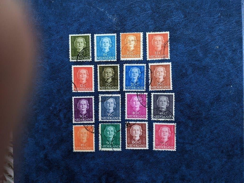 NL 1949-1951; serie KON. JULIANA "EN FACE" 2 FOTO'S, Postzegels en Munten, Postzegels | Nederland, Verzenden, Na 1940, Gestempeld