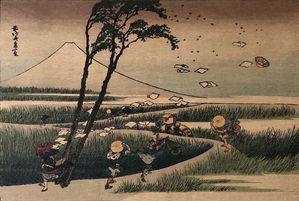 Hokusai houtsnede late editie ca. 1890 -2, Antiek en Kunst, Dagelijks leven, Ophalen of Verzenden, Met passe-partout, Houtsnede