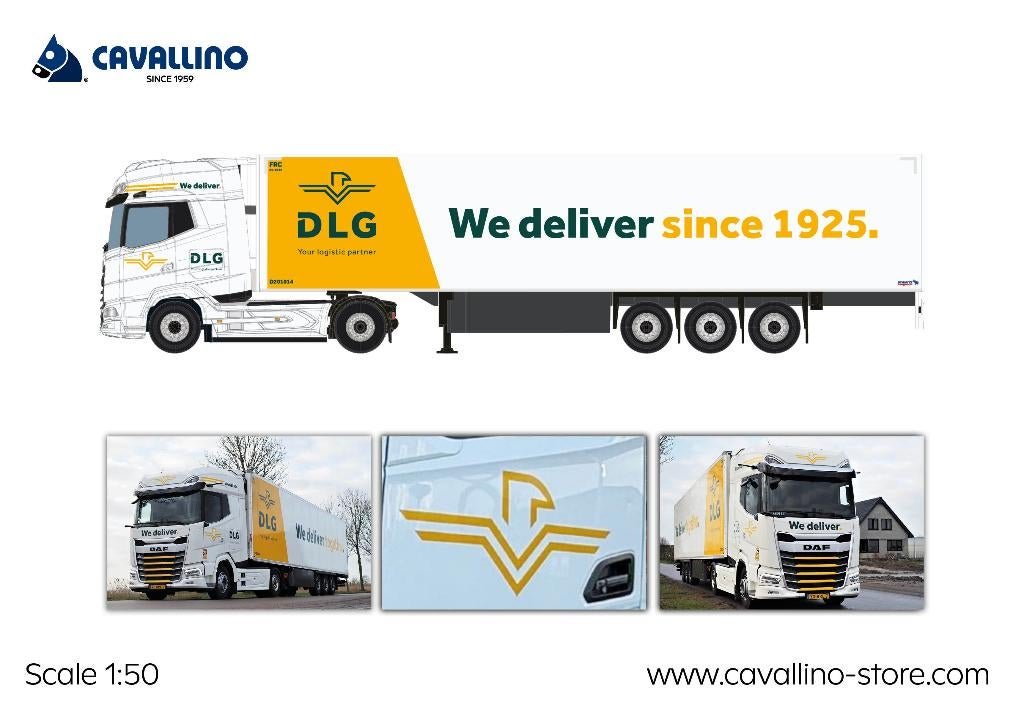 DAF XG+ met Koeloplegger - DLG Logistics, Hobby en Vrije tijd, Modelauto's | 1:50, Ophalen of Verzenden, Nieuw, Bus of Vrachtwagen