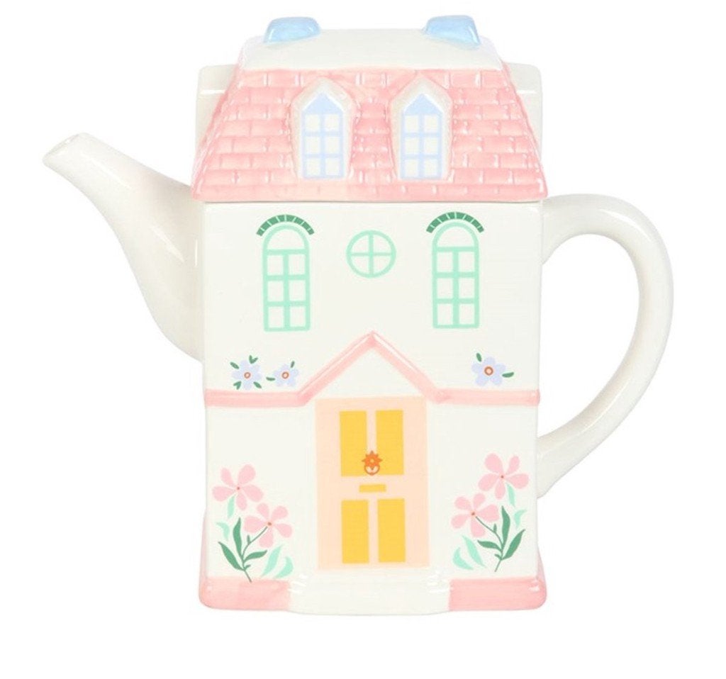 Pastelkleurige Theepot 'English House' - Keramiek - 1,3 L, Keramiek, Landelijk/Boerenbont, Nieuw, Ophalen of Verzenden