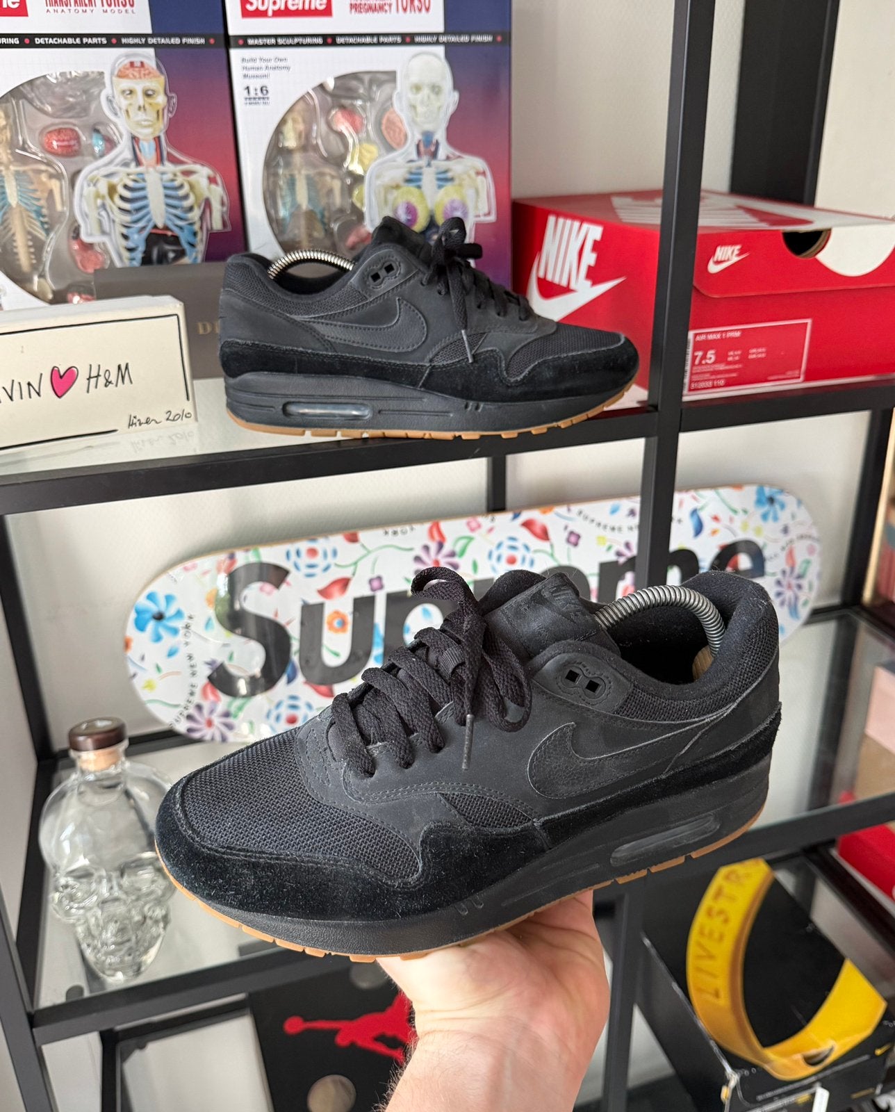 Nike Air Max 1 Black Gum, Zwart, Ophalen of Verzenden, Sneakers of Gympen, Zo goed als nieuw