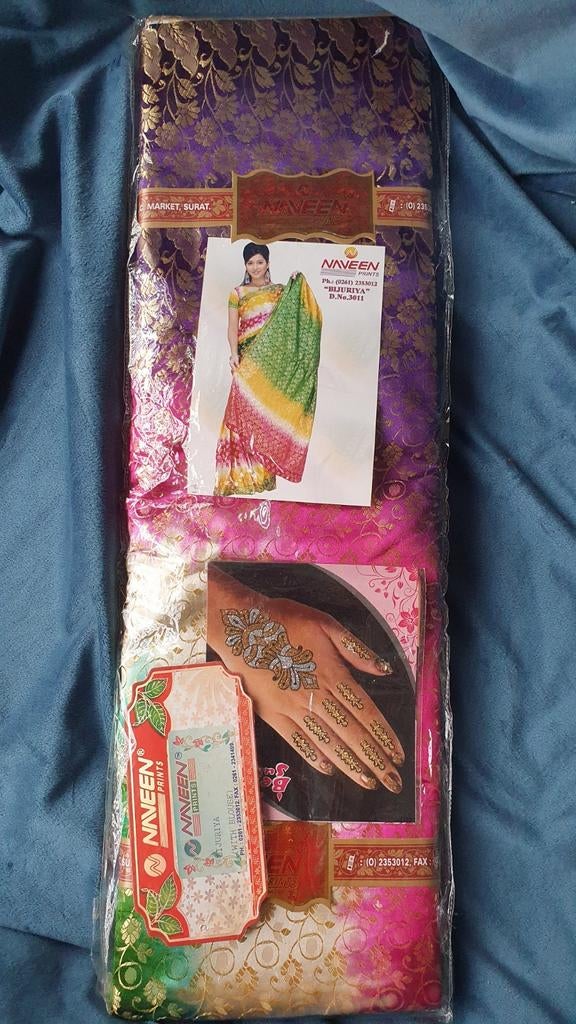 Elegante kunstzijde Bandhani Gota Patti Border Saree, Ophalen of Verzenden, Nieuw