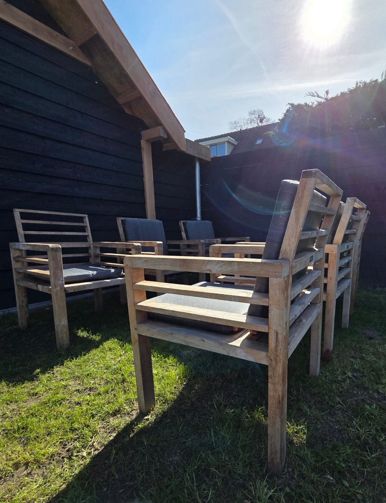 6 teak houten stoelen, Ophalen, Teakhout