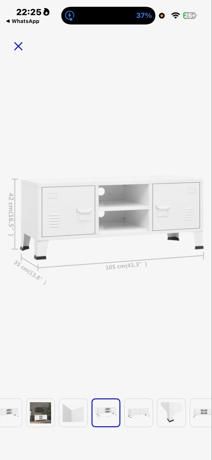 vidaXL TV-meubel - industrieel - 105x35x42 cm - metaal - wit, Ophalen, 100 tot 150 cm, Nieuw, Minder dan 100 cm