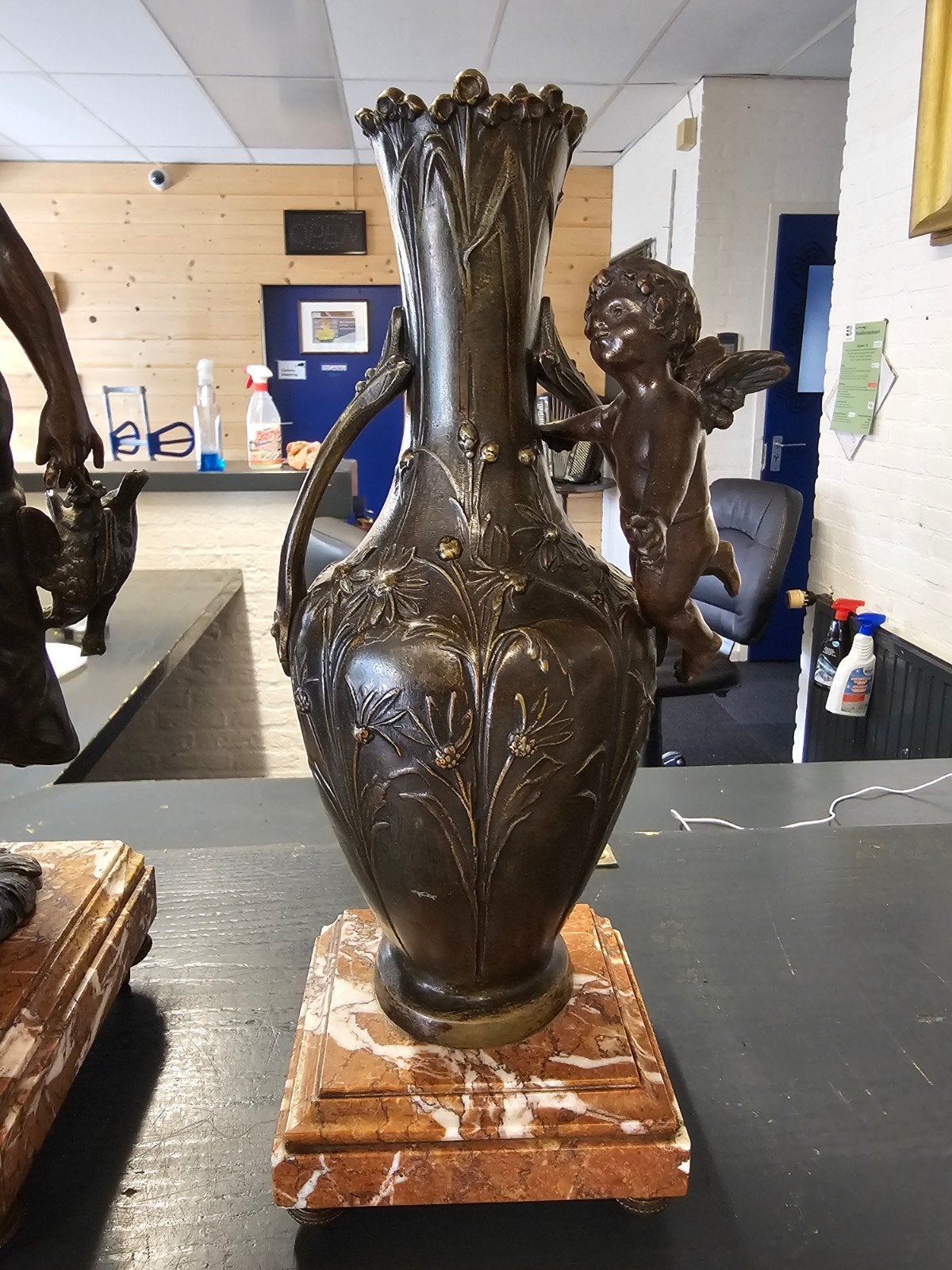 Antieke Bronzen Klok met Kandelaars, Ophalen of Verzenden