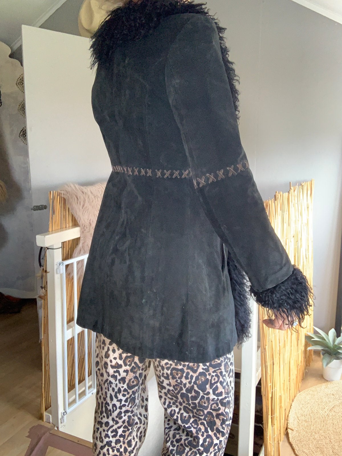 Naf Naf afghan coat S mongolian fur lammy coat, -, Zwart, -, Ophalen of Verzenden