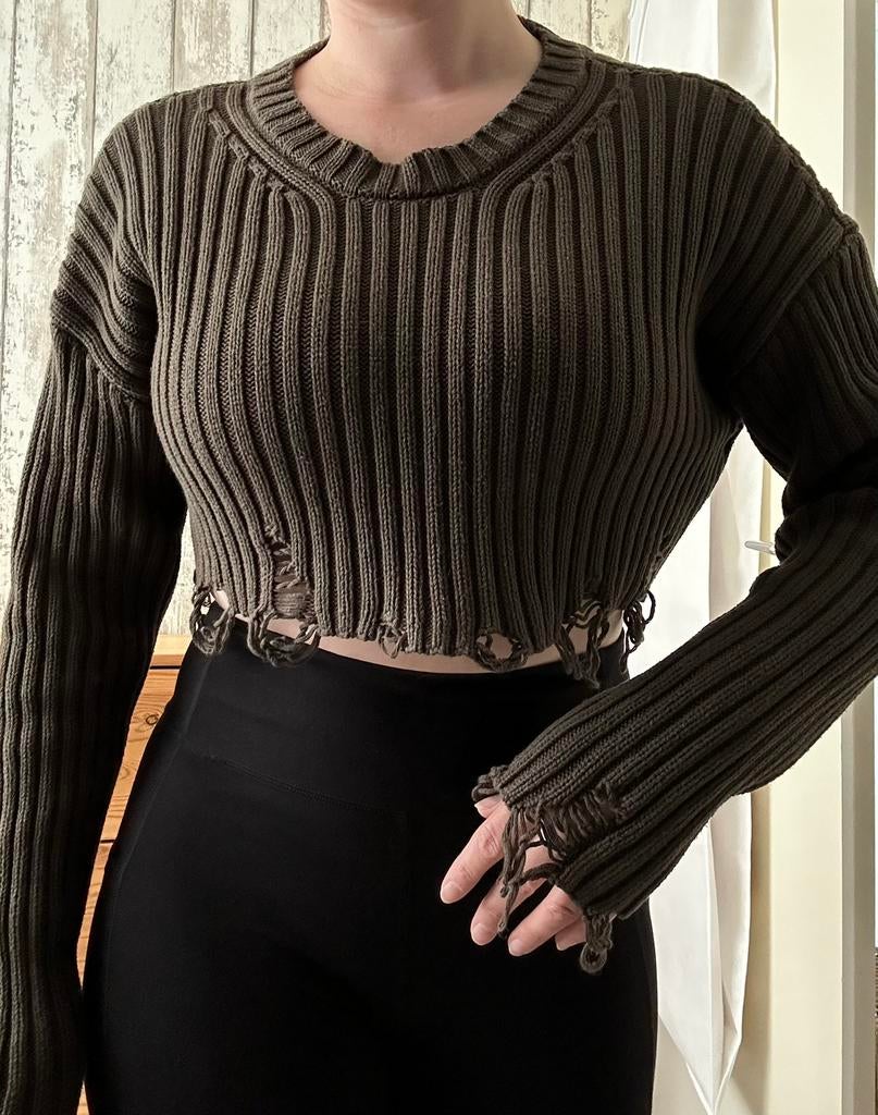 ZARA cropped distressed trui maat M NIEUW, Ophalen of Verzenden, Nieuw, Maat 38/40 (M), Groen
