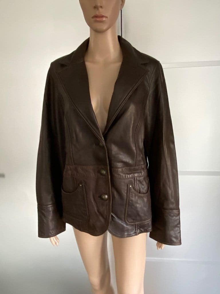 C350 Bonita mt. 42=L echt-lams-leren jasje blazer leer bruin, Kleding | Dames, Bruin, Maat 42/44 (L), Bonita, Ophalen of Verzenden