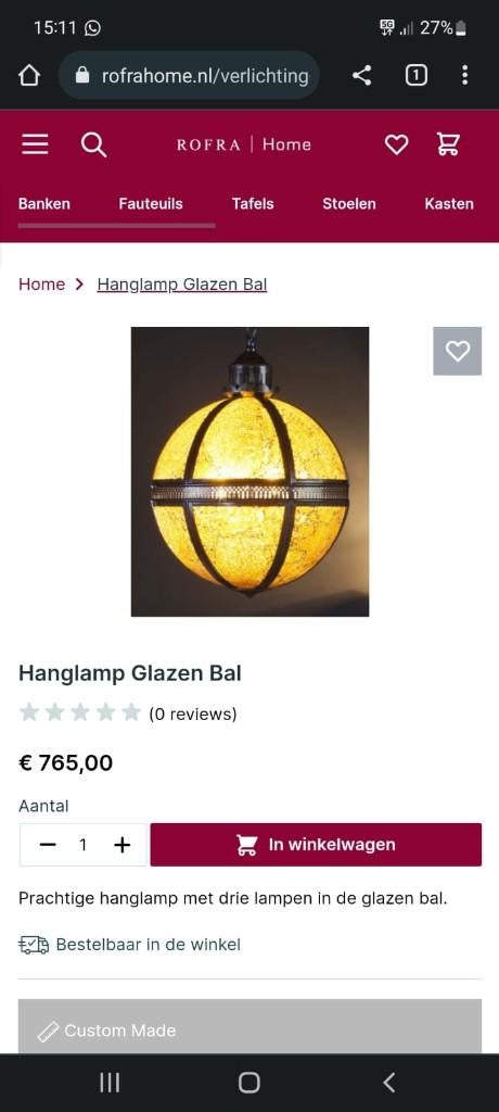 Ronde hanglamp, Huis en Inrichting, Ophalen, Minder dan 50 cm