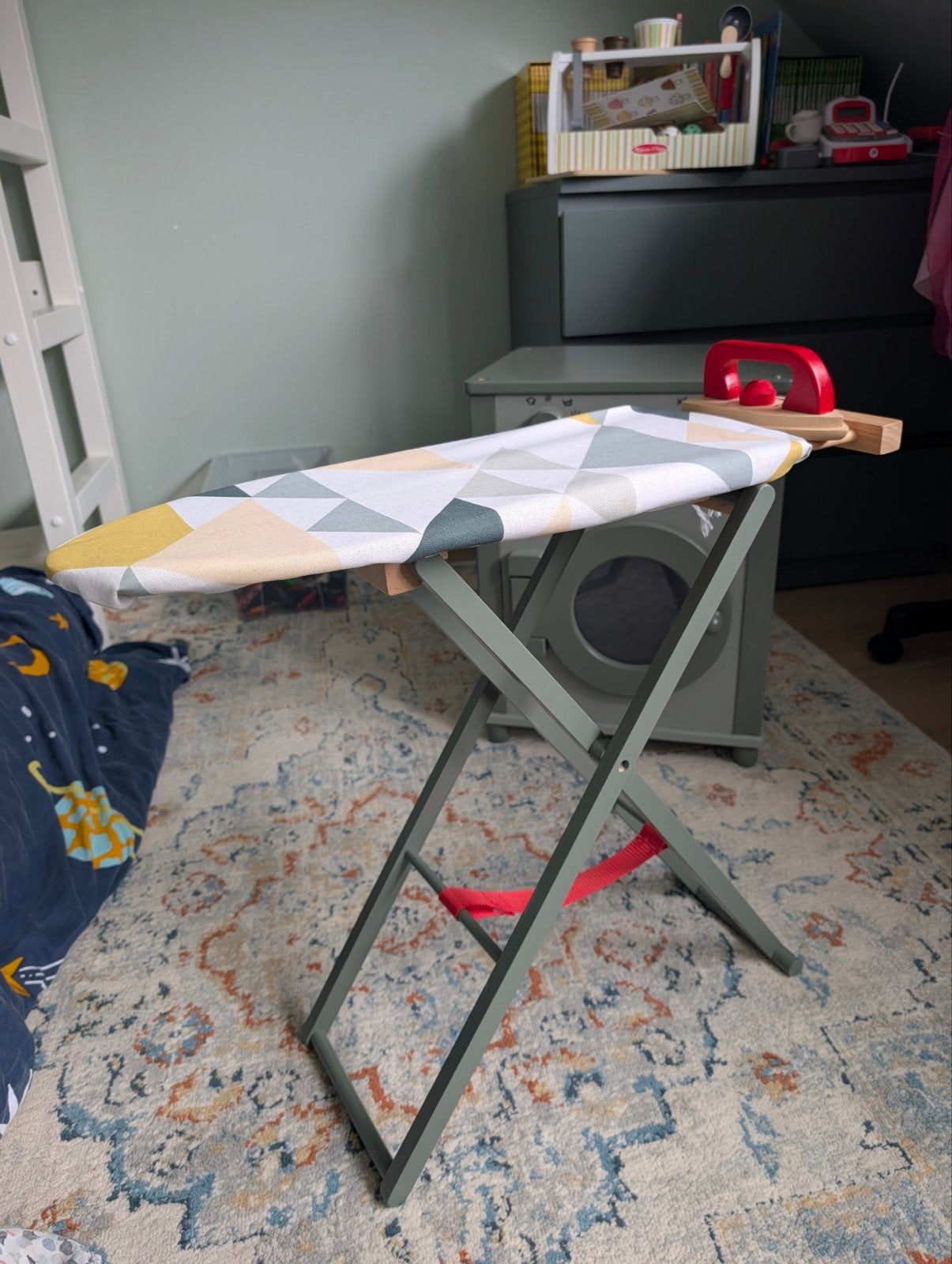 Houten speelgoed wasmachine en strijkplank met strijkijzer, Ophalen, Gebruikt, Jongen of Meisje