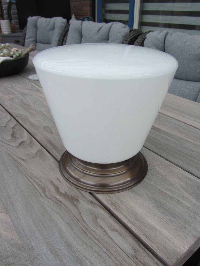 2 PRACHTIGE GROTE ART DECO PLAFONNIERES, Ophalen, Gebruikt, E27 (groot), Wit