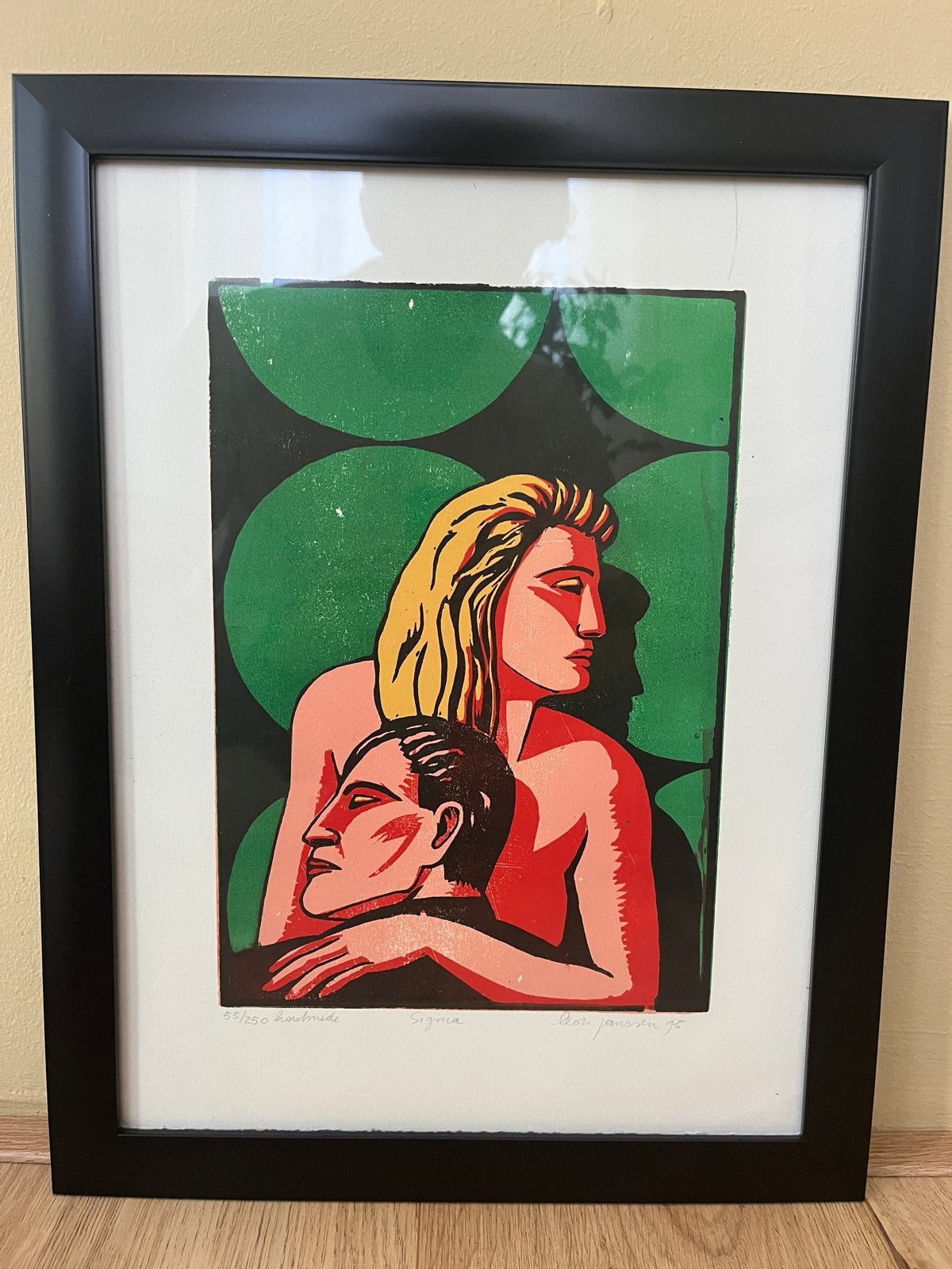 Pop-art kunstwerk Leon Janssen, Ophalen, Papier/karton, Achter glas, Overige technieken