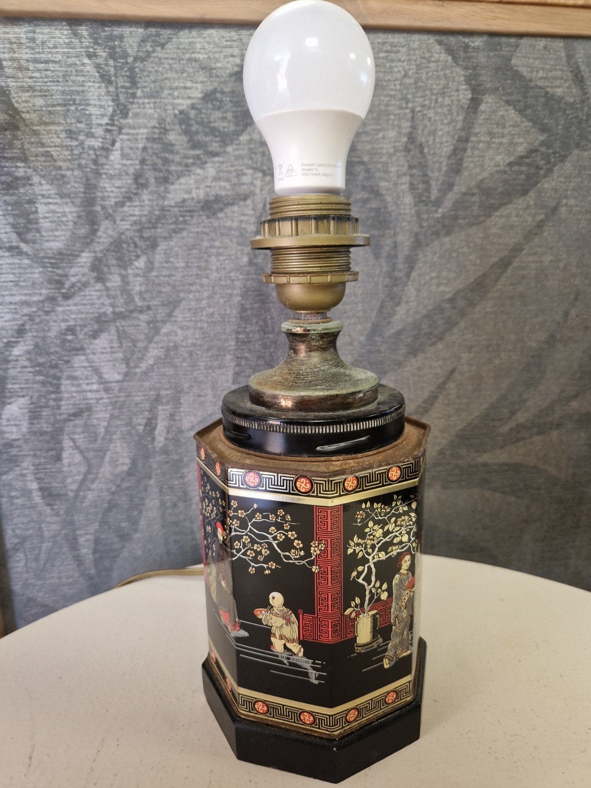 Unieke vintage theeblik lamp - Oosterse stijl, Ophalen of Verzenden