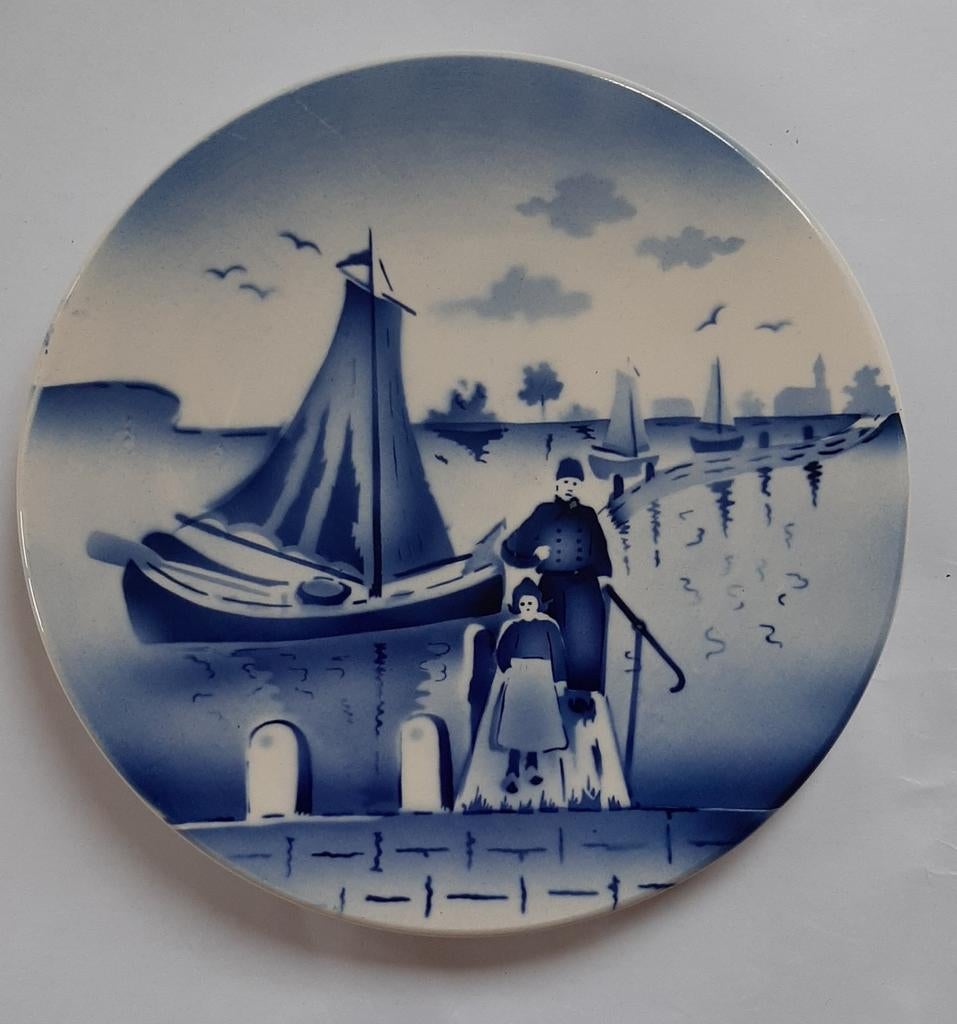 Vintage Oud Hollands Wandbord - Blauw Delfts Tafereel, Ophalen of Verzenden