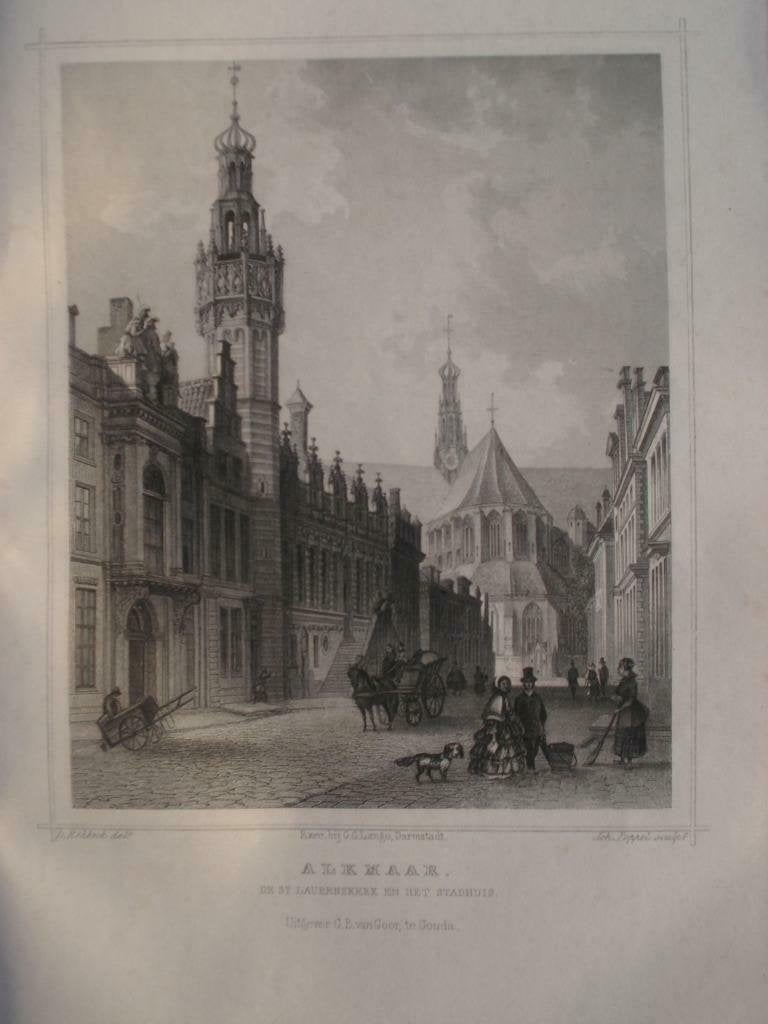 26  / Alkmaar het Stadhuis  Staalgravure  1860, Ophalen of Verzenden