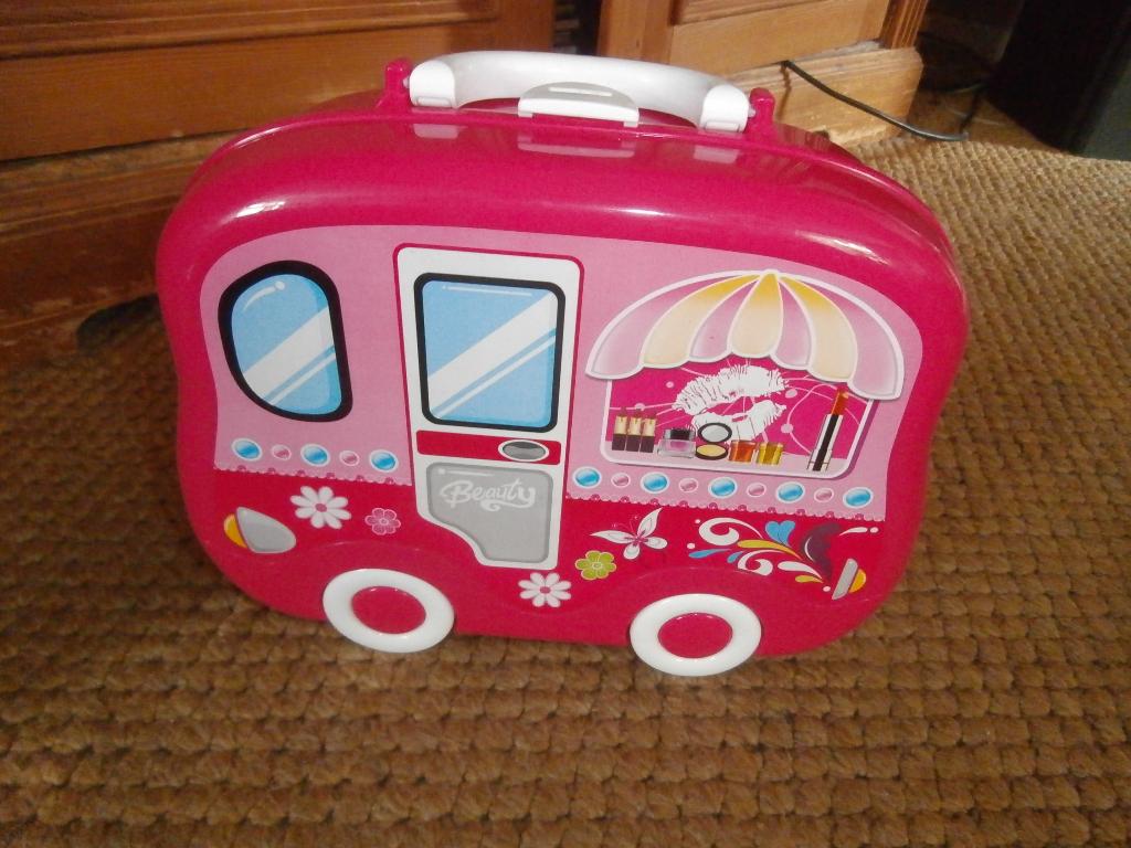 Speelgoed koffer met nep fohn lipstick make up roze camper, Ophalen of Verzenden, Zo goed als nieuw, Meisje