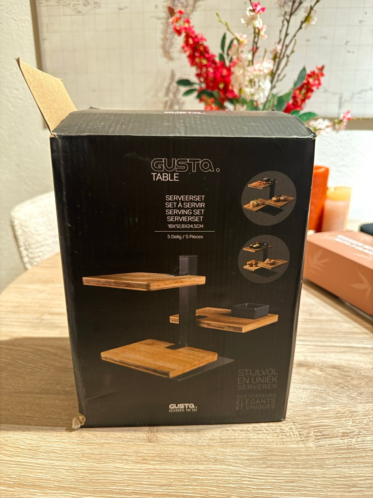 Gusta Serveerset 5-delig - Stijlvol en Uniek Serveren, Overige typen, Hout, Nieuw, Gusta