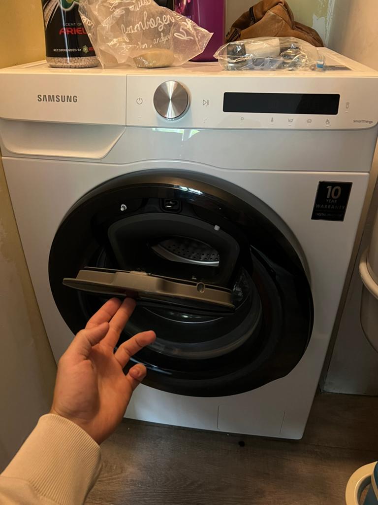 Wasmachine Samsung ww80t554aaw/s2, Ophalen, Zo goed als nieuw, Energieklasse A of zuiniger, 85 tot 90 cm