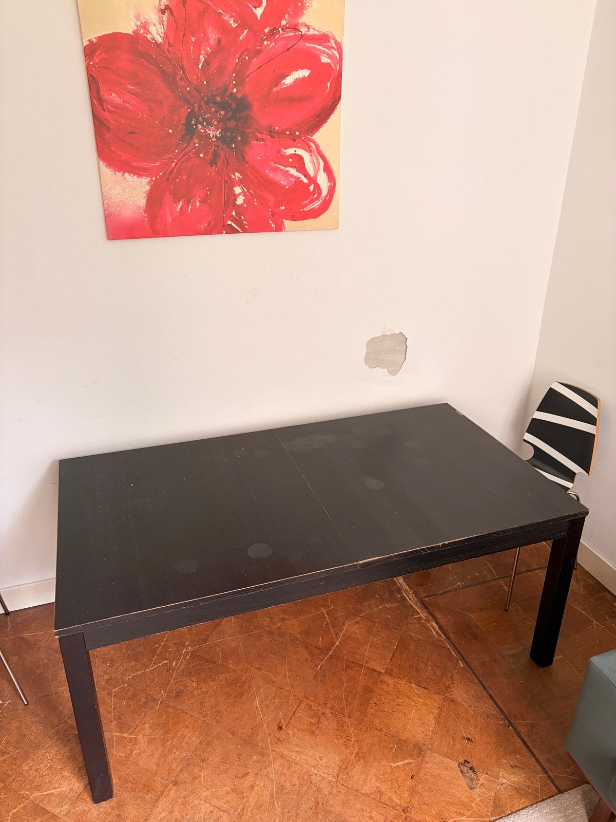 Uitschuifbare eettafel - Zwart (1.75m tot 2.60m), Huis en Inrichting, Tafels | Eettafels, Ophalen, Gebruikt, 50 tot 100 cm, Vijf personen of meer