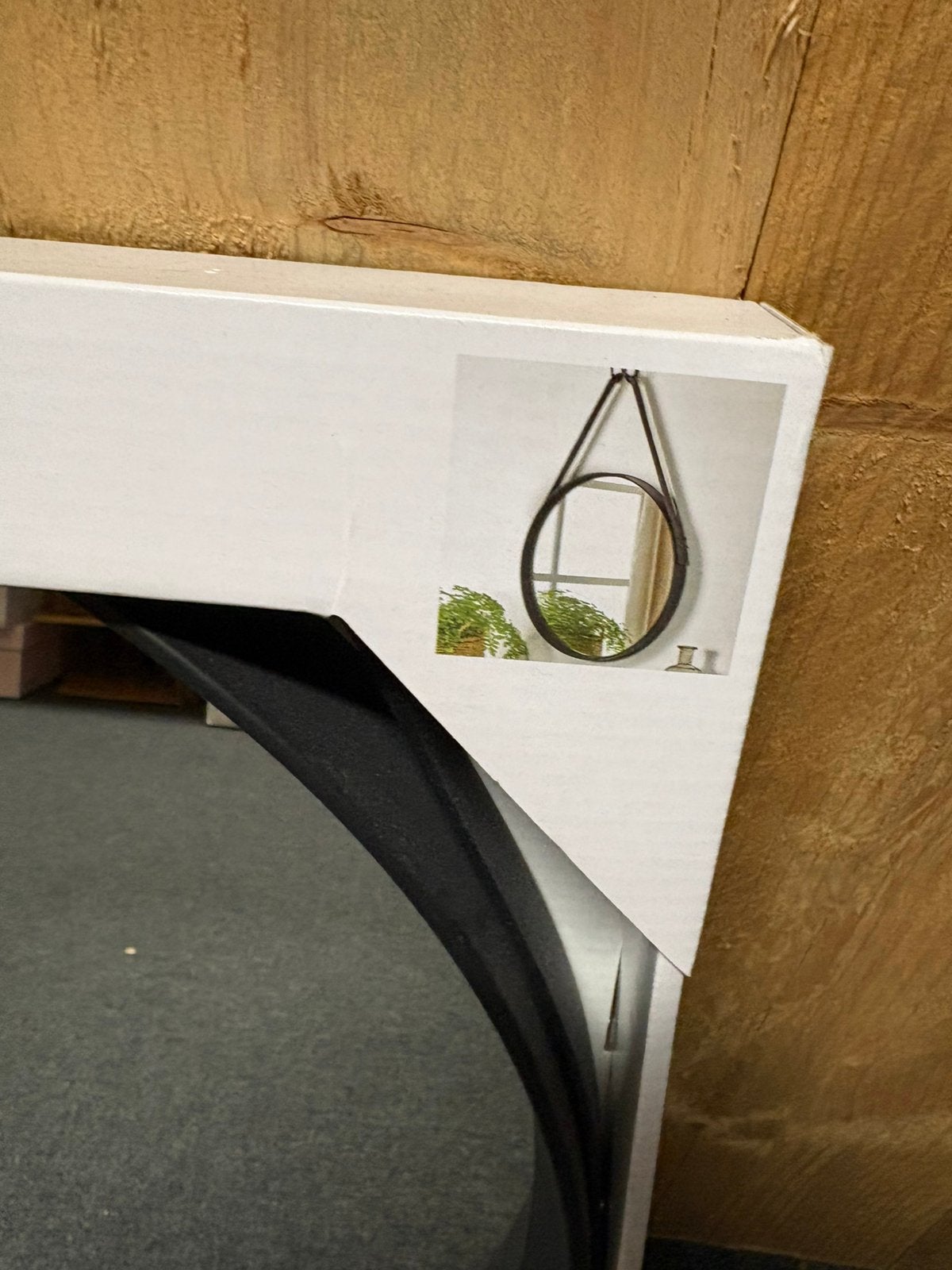 Spiegel rond zwart hout lederen hengsel dia 50 cm nieuw, 2481 cw, Home@hotmail.com, Rond, Home