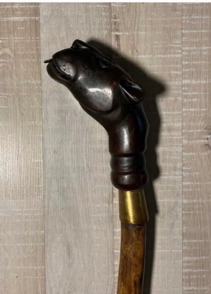 Houten wandelstok met dierenkop 125 cm lang, Ophalen of Verzenden