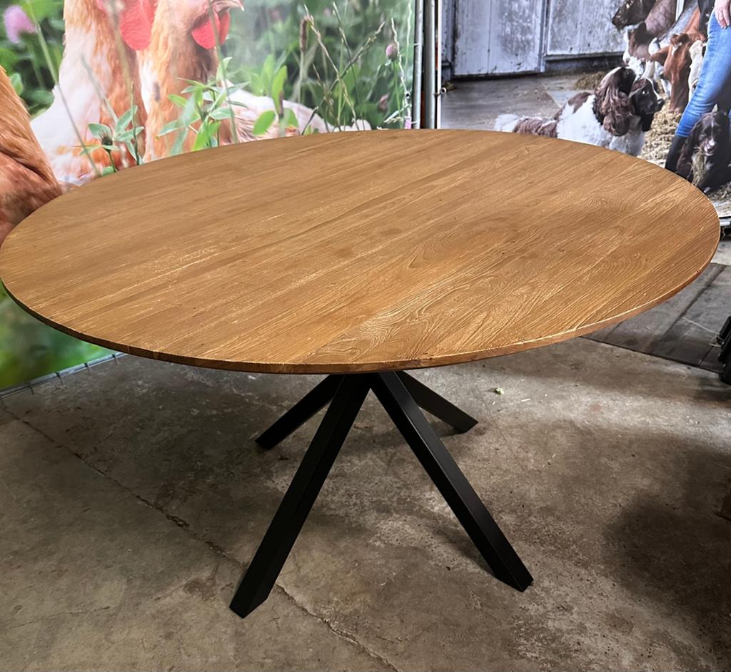 Ronde eettafel Aska Ø 130 cm teak natural, Huis en Inrichting, Tafels | Eettafels, Ophalen, 100 tot 150 cm, Zo goed als nieuw