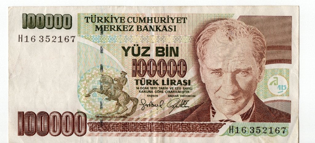 Turkse 100.000 Lira bankbiljet (1990), Verzenden, Midden-Oosten, Los biljet