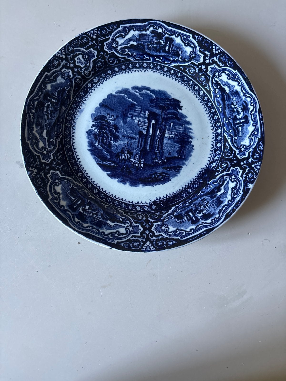Antiek Maastricht Mosa Samang Blauw Wit Bord, Ophalen of Verzenden