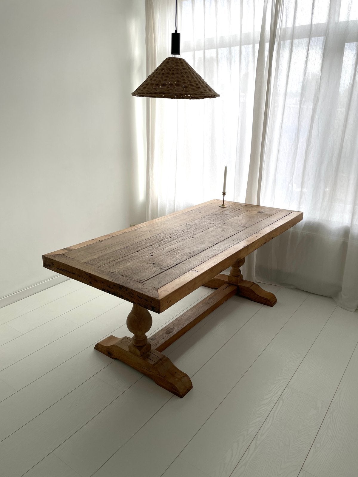 Massief houten kloostertafel, Gebruikt, 200 cm of meer, Rechthoekig, 50 tot 100 cm