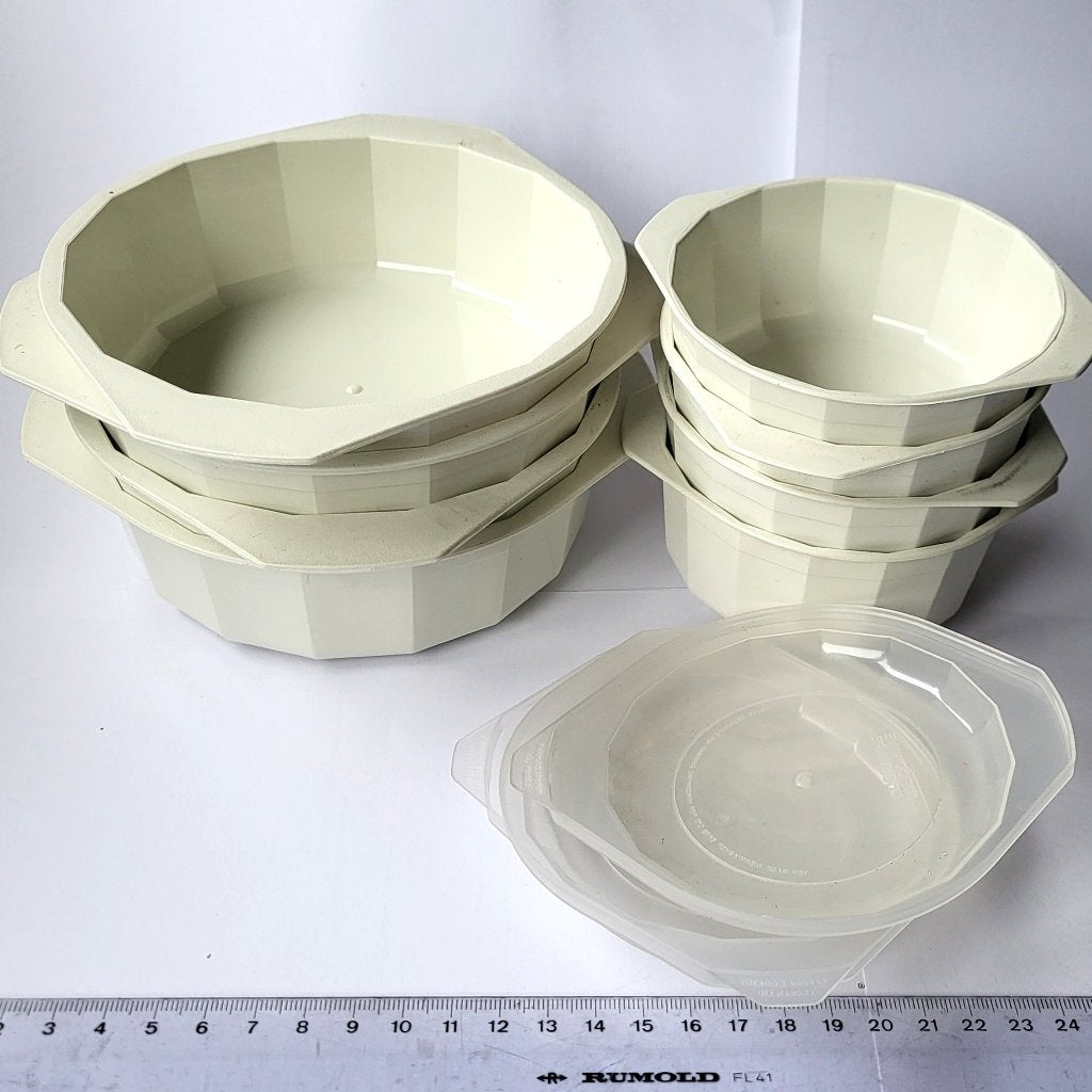 vintage kommen en 3 deksels Anchor Hocking kom en nog retro, Verzamelen, Ophalen of Verzenden, Huis en Inrichting