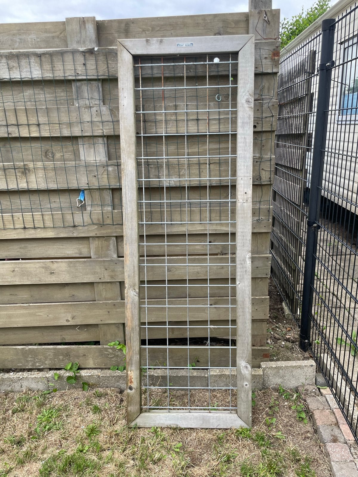 4 Houten tuinscherm / hek met gaas 180x60 cm, Tuin en Terras, Ophalen, Gebruikt, Hout, Tuinhek