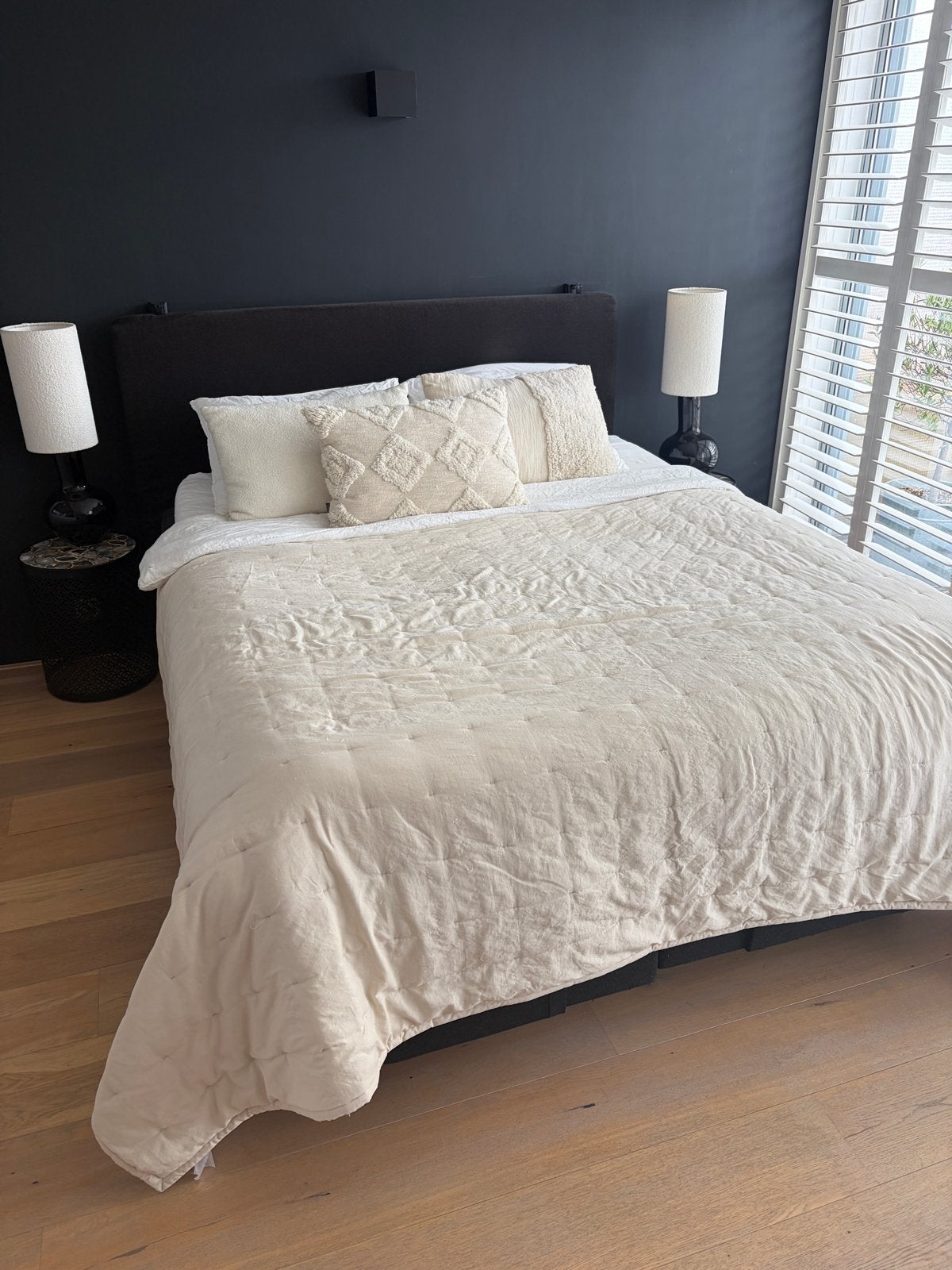 Verstelbaar tweepersoons boxspringbed met topper, Ophalen, Zwart, Tweepersoons, 200 cm