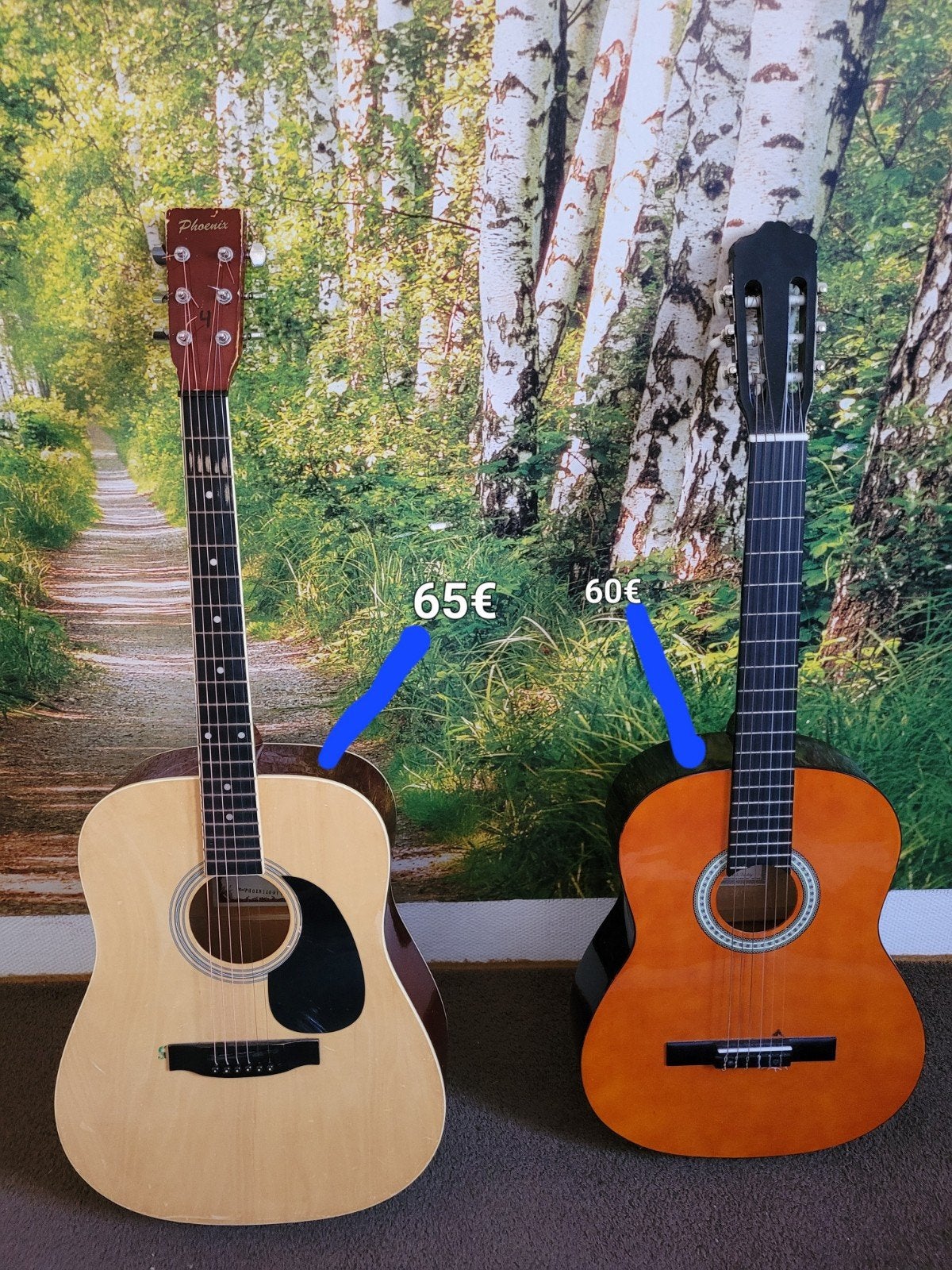 [MOET WEG]Twee gitaren:Phoenix(Western)enSheffield(Klassiek), Ophalen of Verzenden, Gebruikt, Western- of Steelstringgitaar