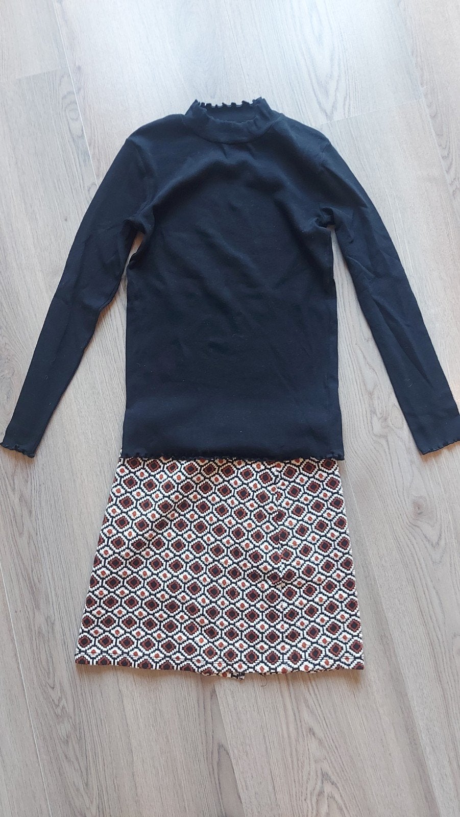 Leuke set: Zwarte coltrui en rokje met patroon maat 158-164), Ophalen of Verzenden, Gebruikt, Europe Kids / Blue Effect, Meisje