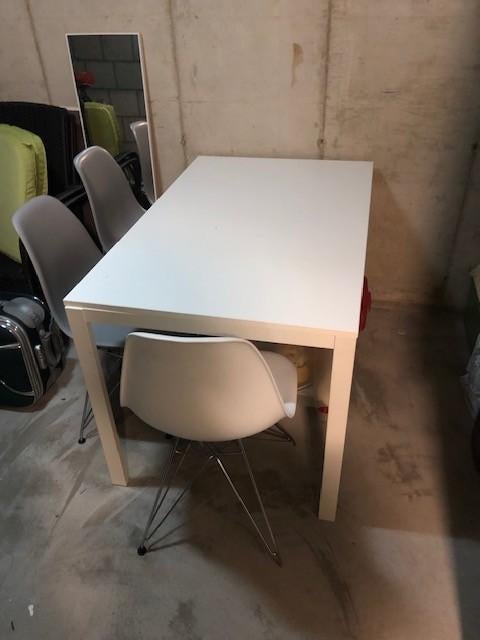 keukentafel met stoelen, Ophalen, 100 tot 150 cm, Modern, wit, 50 tot 100 cm