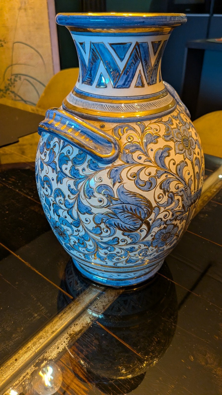 Antieke Italiaanse Majolica Vaas - D669 Perugia Italië, Ophalen of Verzenden
