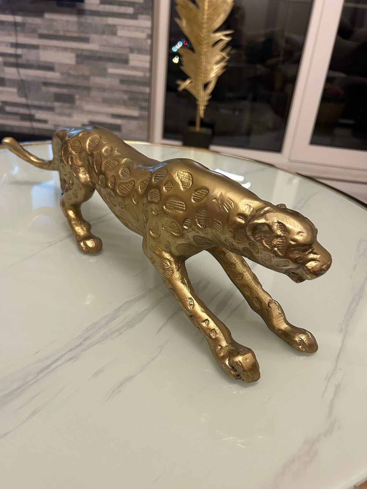 Gouden Panter Beeld - Decoratief en Stijlvol, Huis en Inrichting, Overige materialen, Ophalen of Verzenden, Zo goed als nieuw