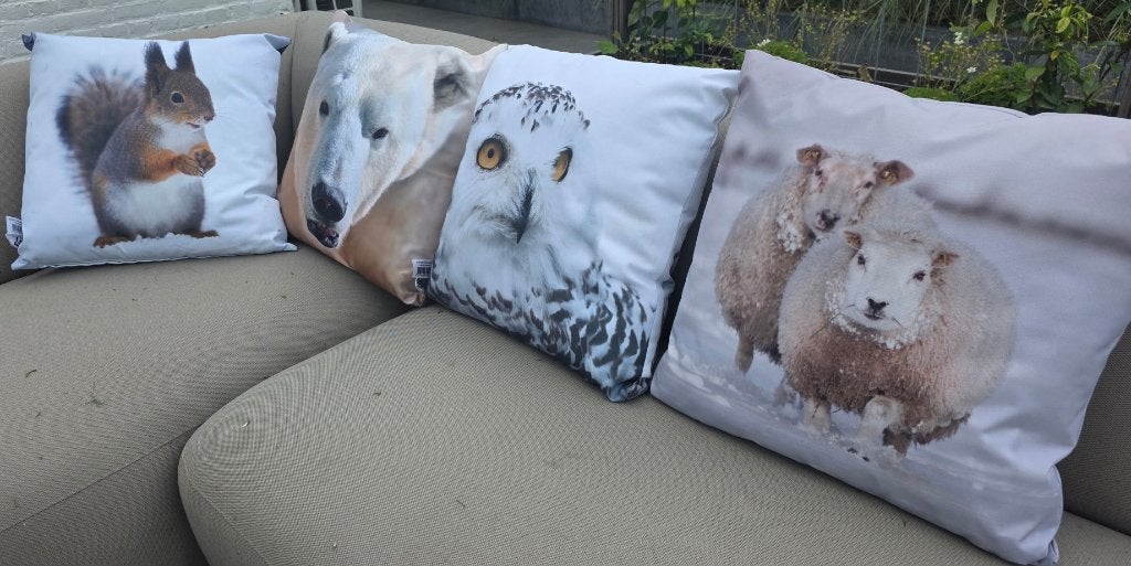 Te koop 4 dieren kussens, Ophalen, Gebruikt