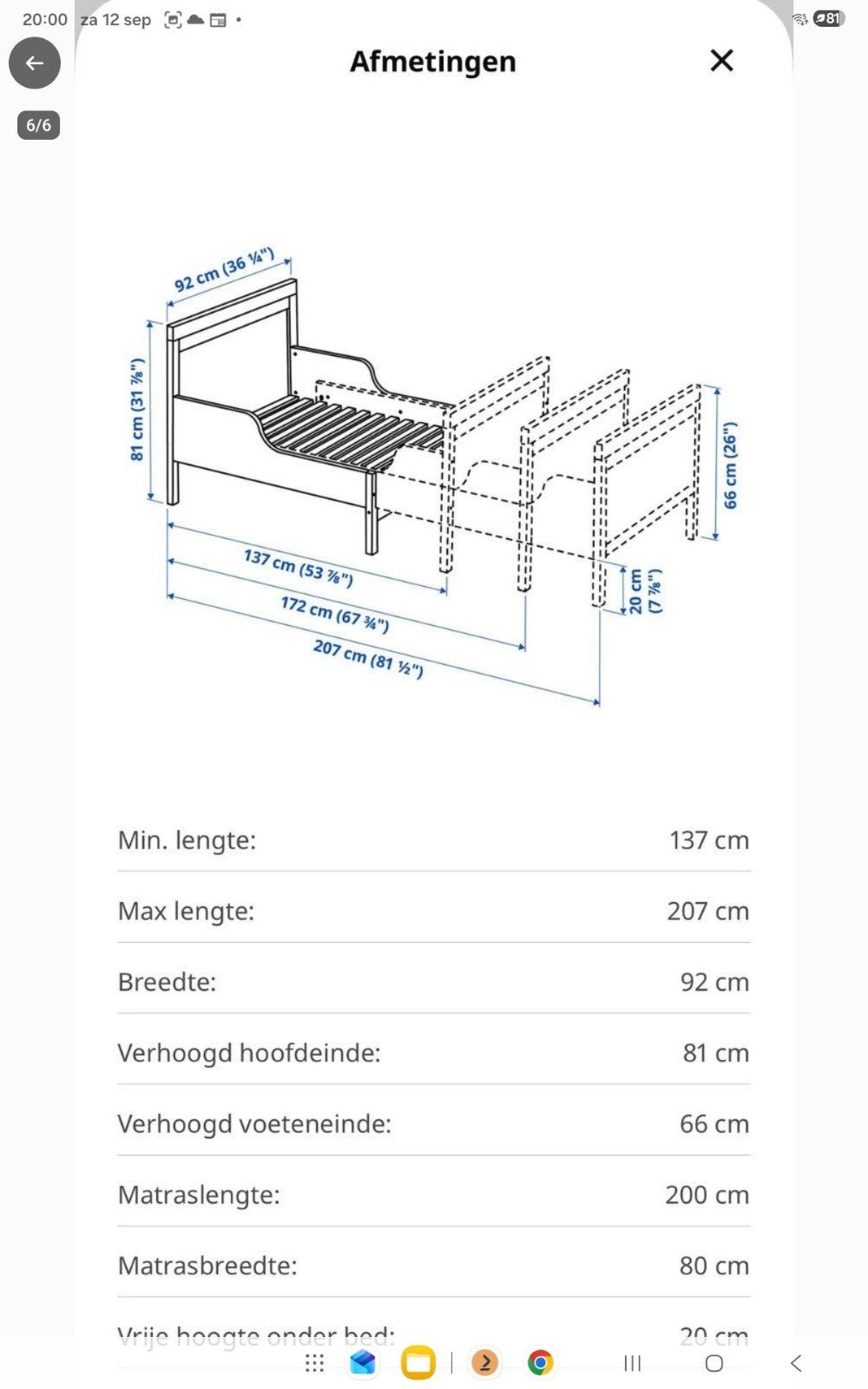 Mintgroene meegroeibed  80- 200 maximaal + lattenbodem., Ophalen, Eenpersoons, Minder dan 160 cm, Zo goed als nieuw