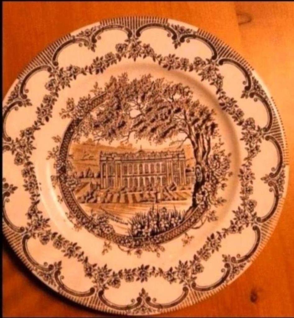 Antiek bord met Chatsworth House afbeelding, Ophalen of Verzenden