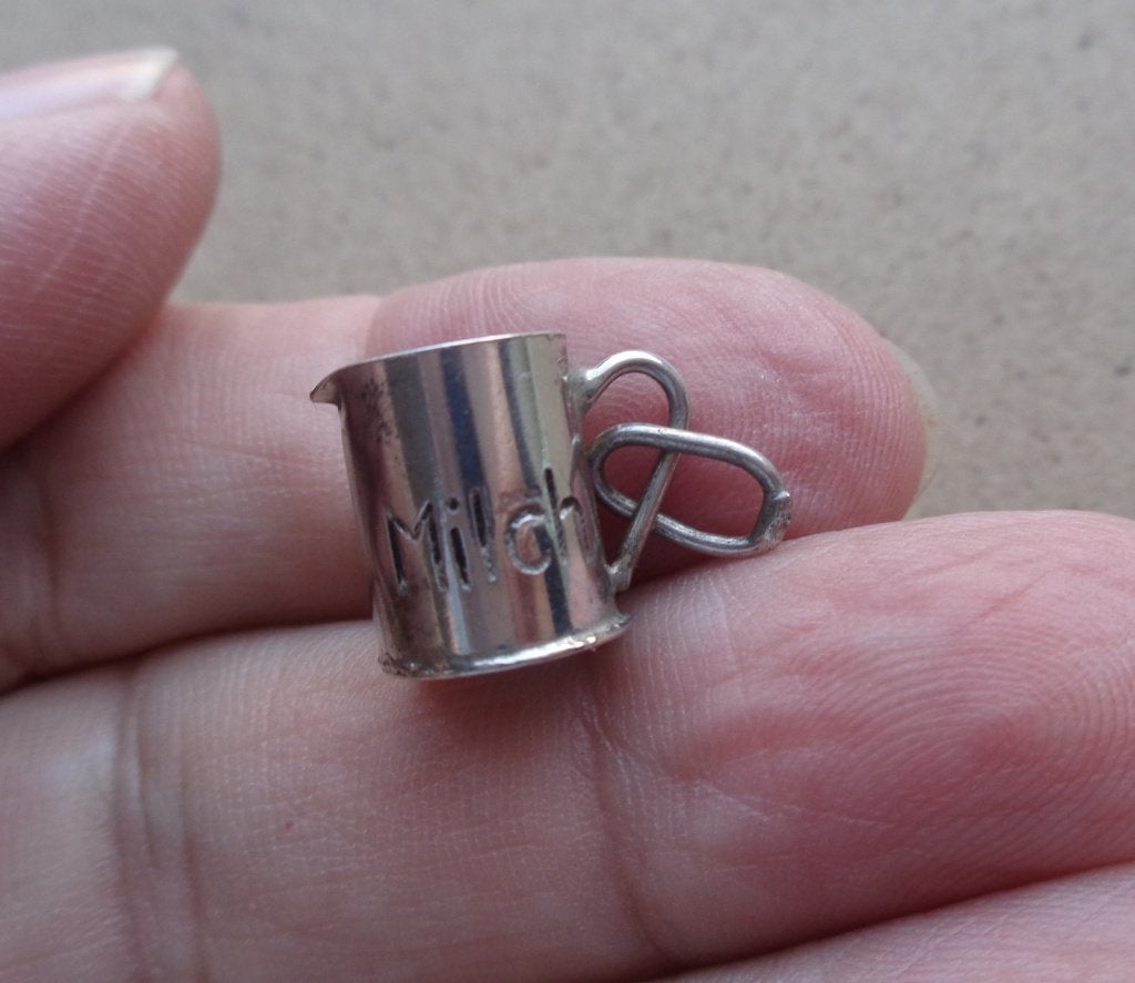 zilveren vintage bedel melk kan [228], Overige merken, Verzenden, Zo goed als nieuw, 1 bedel