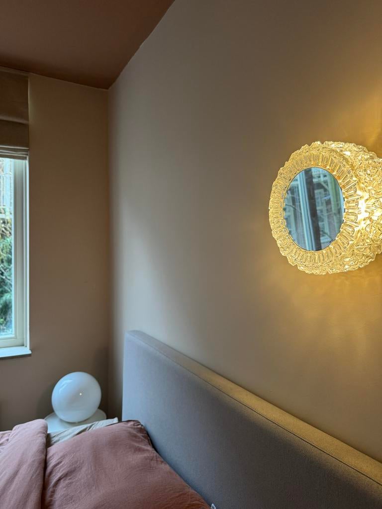 Space age wandlamp met spiegel, Ophalen of Verzenden, Gebruikt, Glas