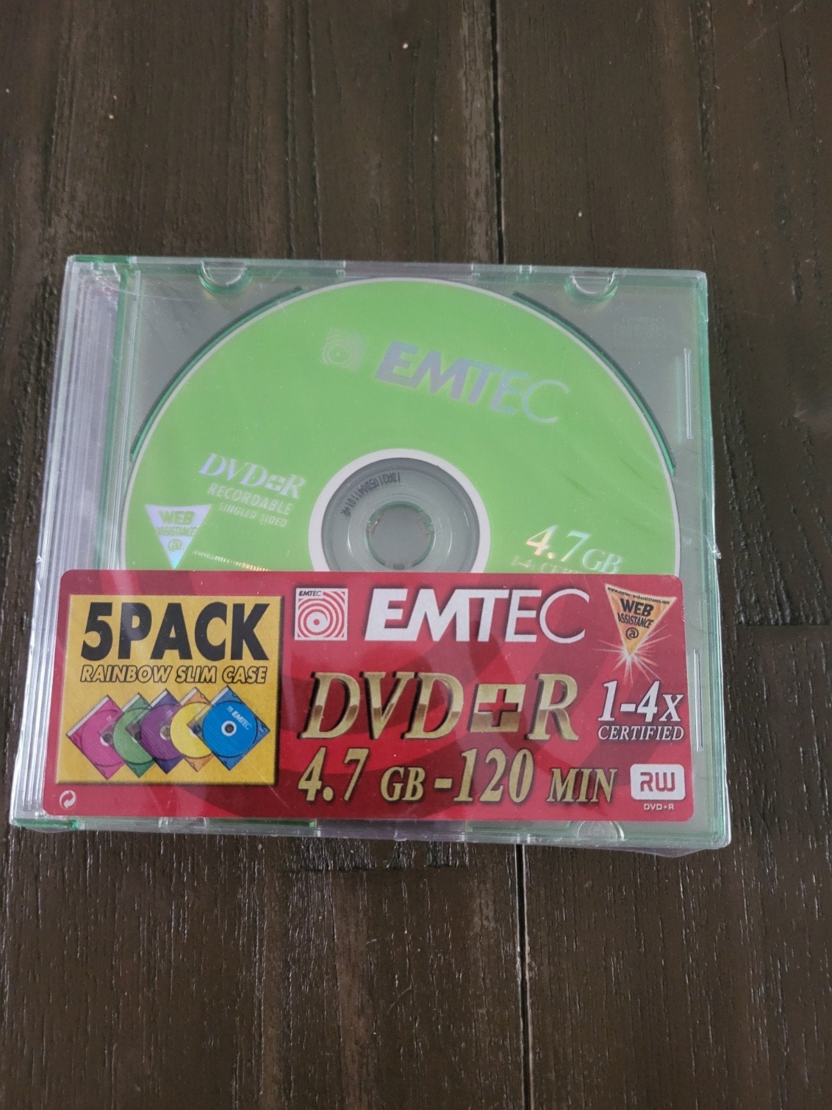 EMTEC DVD+R 4.7GB 1-4x 5-pack in slim case, Op spindel, EMTEC, Nieuw, Ophalen of Verzenden