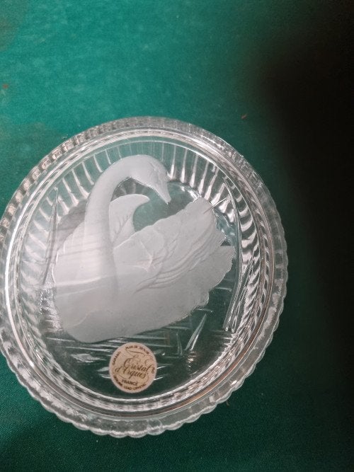 schaal met deksel zwaan cristal d argues, Ophalen of Verzenden, 'T Olde Gre-j, Info@toldegrej.nl, Endepoelstraat 20f Didam