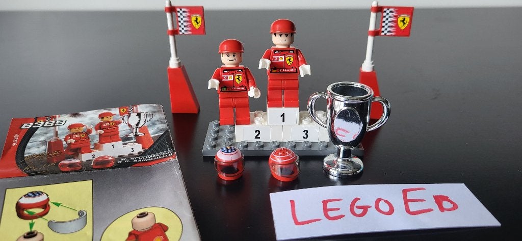 Lego 8389 - M. Schumacher & R. Barrichello - Ferrari, Lego, Ophalen of Verzenden, Complete set, Compleet